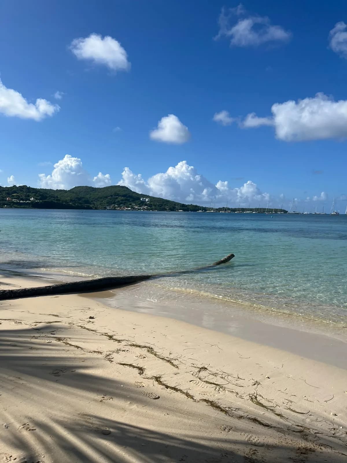 Clear water on the sand of a Sainte-Anne beach